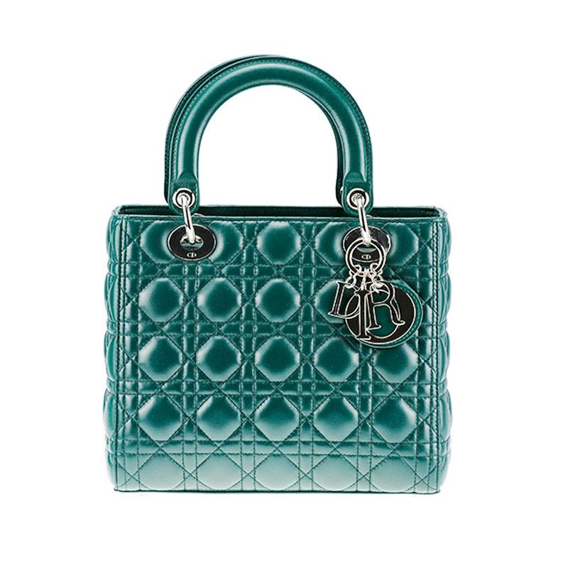 Dior迪奥Lady Dior系列 女士湖绿色小羊皮手提包 CAL44551